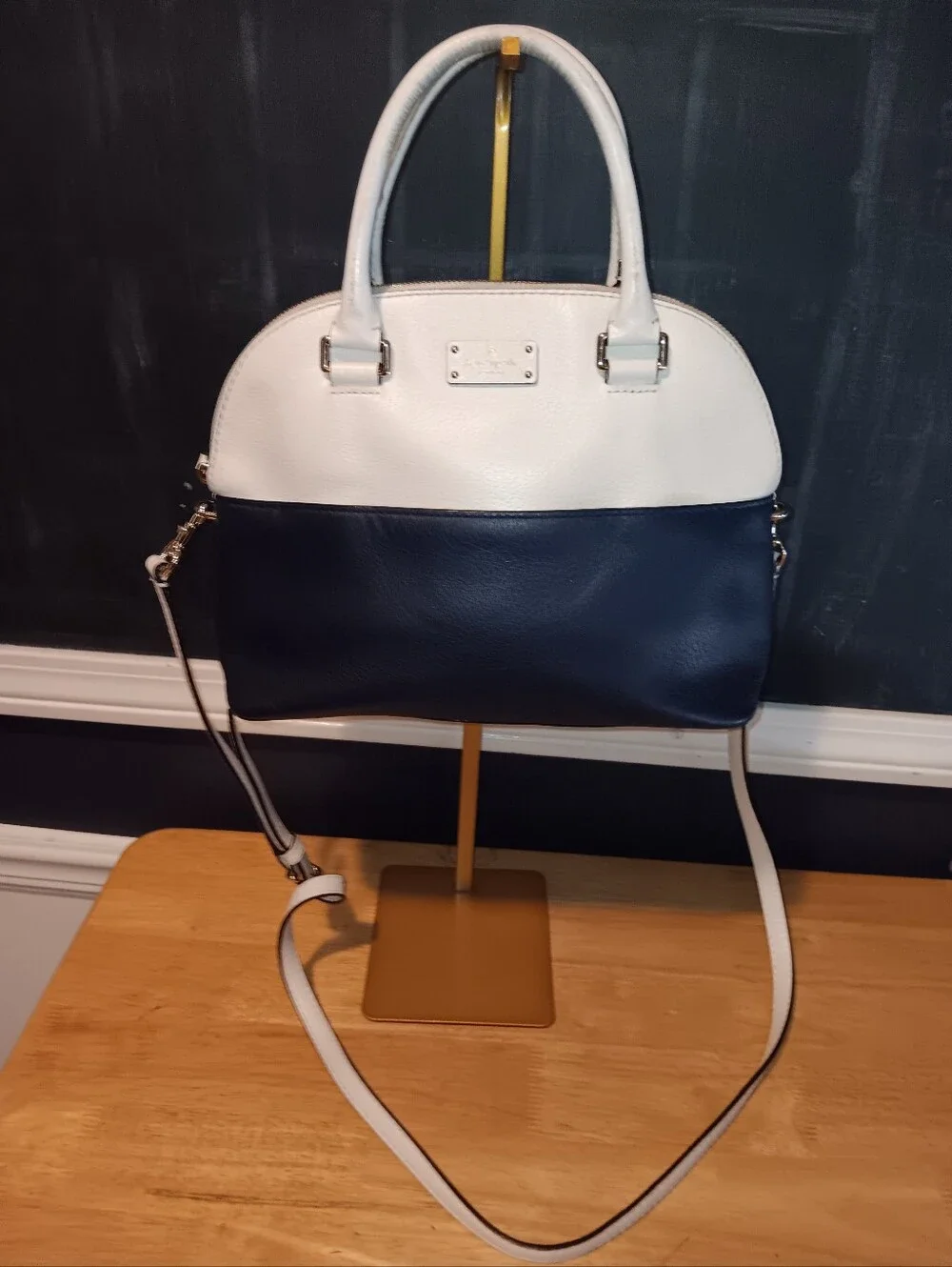 Kate Spade Leather Bi Color Dome Bag With Long Strap